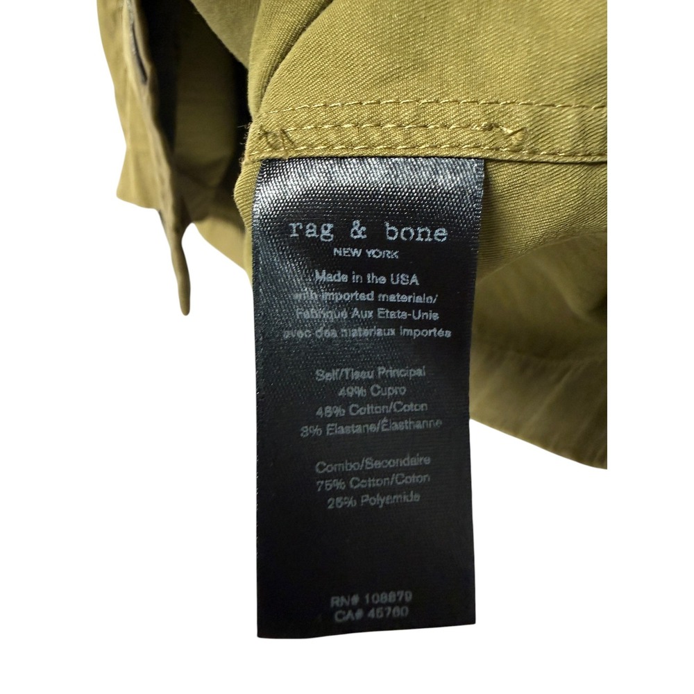 Rag & Bone Loop Collar Olive Green Short Sleeve Button Up Shirt USA Made Retro - Picture 5 of 6